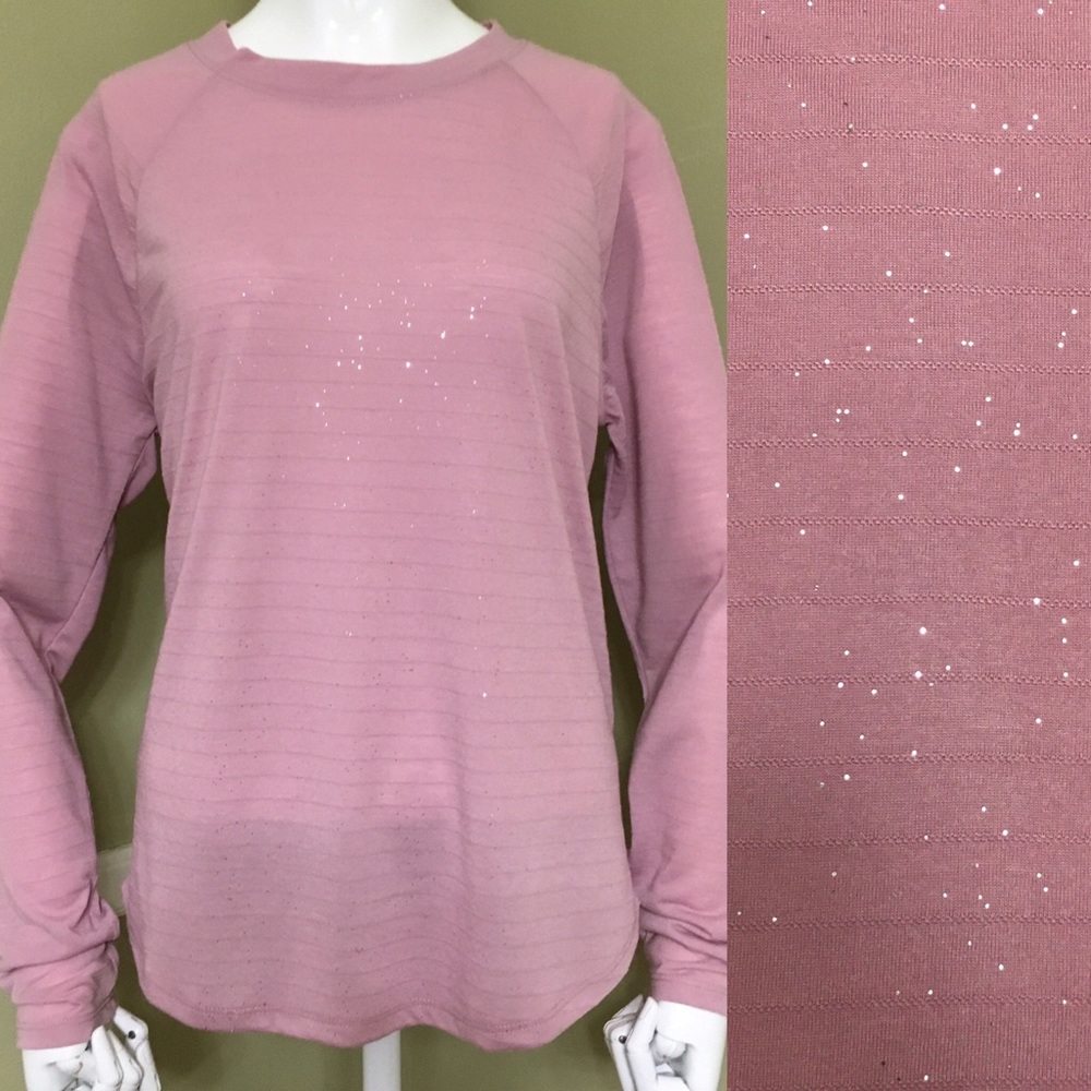 Rebellious One Long Sleeve Glitter Striped Pink